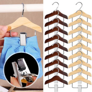 Durable Solid Wood Doll Special Clothes Display Holder with Non-Slip Pegs Portable Wardrobe Storage Clip Pet Clothes Mini Small Hangers