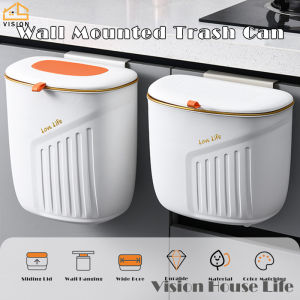 Vision Wall Hanging Garbage Can Large Capacity Sliding Cover Trash Can Wall Mounted Rubbish Bin with Internal Bin Anti-odor Trash Can