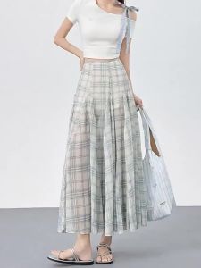 La Chapelle | Vintage Plaid Slim A-Line Midi Skirt