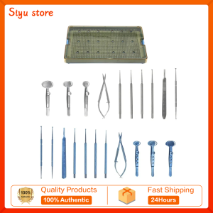 Chalazion Curette Set Blade Handle with Sterilization Tray Case Ophthalmic Instrument Titanium Alloy Stainless Steel