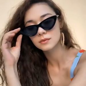 Fashion color vintage small frame cats eye sunglasses personality shade mens and womens sunglasses 9788