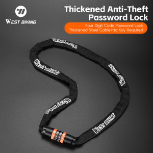 WEST BIKING Bicycle Lock 4-Digit Password Anti-theft Bike Chain Lock Thickned Motorcycle Scooter E-bike Lock Bike Accessories