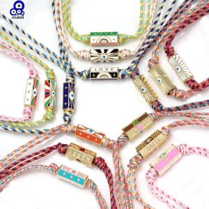 Lucky Eye ตุรกี Evil Eye สร้อยคอลูกปัดหลายสี Double Layer เชือกถักสร้อยคอสําหรับชายหญิงแฟชั่นเครื่องประดับ