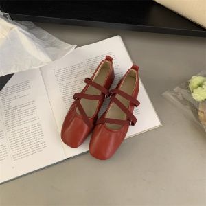 French Vintage Mary Jane Flat Bottom round Toe Womens Slip-On Shoes Fashionable Comfortable Casual Footwear for Young Women