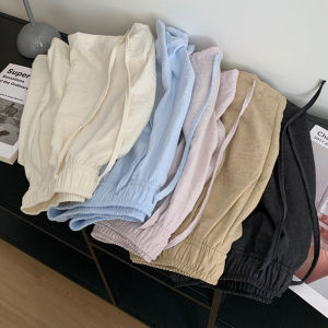 พรางหุ่น ทรงเอ ฤดูร้อน กางเกงขาสั้น หลวม ขากว้าง กางเกง เสื้อผ้าบ้านแบบบาง ผู้หญิง สูง เอว สั้น กางเกง สบาย นุ่ม ผ้า