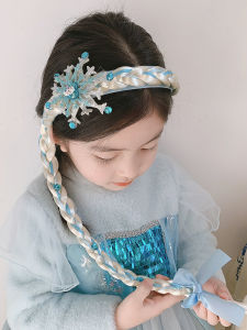 Blue Snowflake Wig Braids Headband Childrens Princess Elsa Hair Clip Frozen Crown Hairband Festival Accessory Magic House