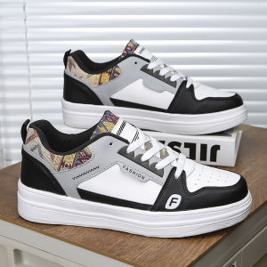 Large Size Mens Sneakers Casual Leather Surface Thick Bottom Heightening Sports Shoes Breathable round Toe Rubber Outsole