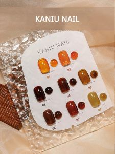 MIANEL 12 มล. 1-8 ชิ้น สีเจลทาเล็บลายกระสีอำพันแบบเจลลี่ ฤดูใบไม้ร่วง 2025 สีน้ำตาลใสแบบน้ำแข็ง สีน้ำตาลชา สีเจลสำหรับทำเล็บ สีเล็บสำหรับคริสต์มาส