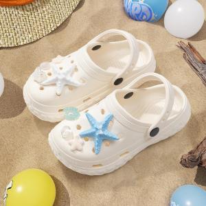 Childrens Themed Clog Shoes Summer Outdoor Anti-slip Home Big Kids Beach Head Cover Sandals Girls New 2025 Cartoon Style