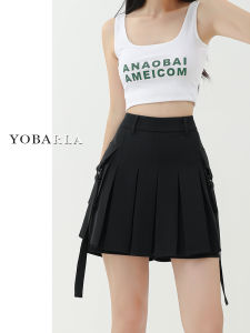 Black Workwear-Style A-Line Mini Skirt for Women High Waist Slimming Design With Pocket Summer Fashion Plus Size Option