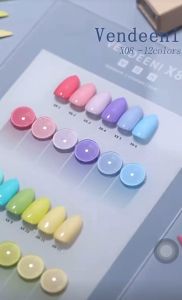 Vendeeni X08 Macaron Series 12color Candy Color Gel Nail Polish 甲油胶流行网红爆款色系美甲店色胶马卡龙色多巴胺1btl 15ml free color chart