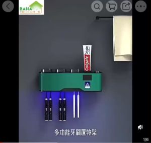 MÁY KHỬ TRÙNG CỐC VÀ BÀN CHẢI ĐÁNH RĂNG BẰNG TIA CỰC TÍM TREO TƯỜNG KHÔNG CẦN KHOAN."BAHAMAR" Có xịt thơm tự động giúp không gian luôn trong lành