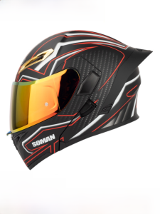 Soman Full Face Motorcycle Helmet Dual Lens High Definition Riding Electric Vehicle Helmet Womens Four Seasons 3C Standard