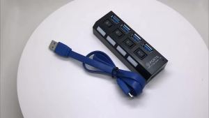 High Speed 4 Ports USB HUB 4×USB 3.0 Adapter Expander Multi USB Splitter Multiple Extender with LED Lamp Switch for PC Laptop
