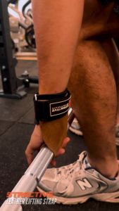 Stractive® 2-Piece Premium Leather Hand Wraps for Deadlifts and Powerlifting | Anti-Slip Comfort Grip Durable Weightlifting Straps | Black
