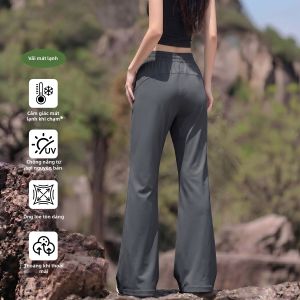 Jeanswest | Quần Ống Lo Nhỏ Nữ Chất Lụa Ice Silk Cạp Cao Dáng Slimming Bảo Vệ UV Mùa Hè Màu Đen
