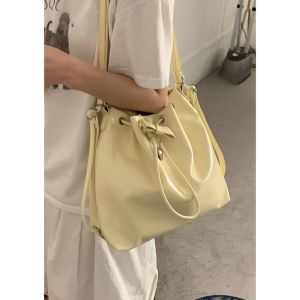 Casual Large Capacity Bucket Bag Womens College Style Double Shoulder Backpack Underarm Bag Fashionable Trendy 2025 New Arrival