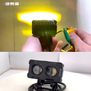 Đèn pha bi cầu 2 chế độ eye light xài nguồn từ 9V đến80V 2 chế độ sáng trằng và Vàng