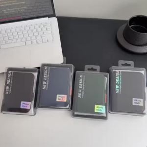 szhaiyu | Luxury PU Leather Phone Case For iPhone 18 Fold iPhone Duo With Card Slot Wrist Strap Shockproof Anti-Drop Stand Wallet Cover