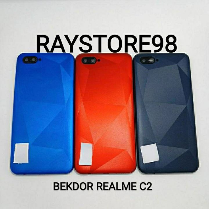 Genggam Realme C2 Back Glass Cover VR Anti Crack Silicone Softcase