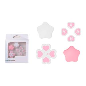 1set Cute Heart Shape Silicone Button Covers For Switch 2 Joycons Anti-slip Thumb Stick Caps + D-pad Cover For NS2 Accessories