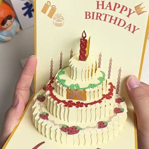 การ์ดอวยพรเค้กวันเกิดสร้างสรรค์สามมิติการ์ดอวยพร 3 มิติสีสันสดใสสุขสันต์วันเกิดพนักงานบัตรอวยพร 15 * 15 ซม