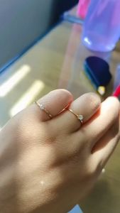 CINCIN CEWEK SOLITAIRE SERIES CK 64 MOTIF VARIAN WARNA MATA CINCIN WANITA DEWASA EMAS KADAR 300 (6K)