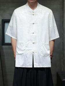 JIARONG | Mandarin Collar Short Sleeve Shirt Traditional Design