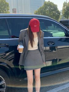 Yahi Korean Style Lazy Profile Gray Suit Outwear Womens Spring New Skirt Power-on Wear Casual Suit