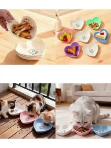 3pcs Non-Slip Plastic Cat Bowls Set Shallow Pet Food & Water Dishes Suitable for Kittens Short Leg Cat Ferrets Stray Cats
