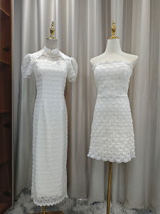 Summer 2025 Lace Trim Bustier Sweet Style Long Dress Princesse Style High Waist Polyester Fiber No Sleeve Bodycon Fit Dress