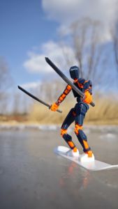 Lucky 3D Printed Toy Figure 13 Joints Movable 3rd Generation Snow Skiing Double Board Small Person Doll Collectible Plastic Model