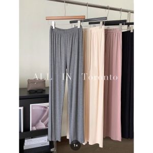 กางเกงนอนผู้หญิงทรงหลวมสบาย ๆ ทรงหลวม ทรงบาง ทรงลำลอง ทรงหลวม กางเกงขายาวทรงหลวมสบาย ๆ สำหรับใส่ในบ้านและกลางแจ้ง