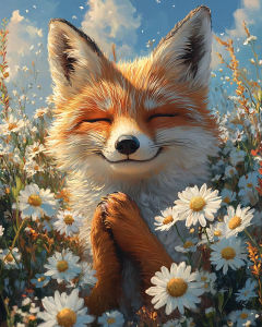 BILIBILI | Painting By Number Adults Animals Fox daisy Digital Oil Paintings On Number Diy Drawing On Canvas Arts Crafts Home Decor