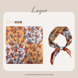 Jasmine Yellow Four Grids Silk Scarf Womens Style 100% Mulberry Silk Spring Outing Small Square Scarf Countryside Style