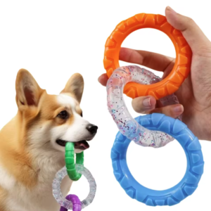 Dog Chew Toy TPR Teeth Cleaning Pet Toys For Small Medium Large Dogs Interactive Bite Resistant 3 Ring Tug Dog Toy Pet Supplies