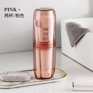 Travel 4-in-1 Toothbrush Storage Box Dental Kit Portable Washing Cup Brushing Teeth Bag Toiletry Set for Business Trips