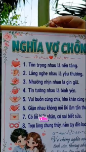 Tranh Vải Treo Tường "Nghĩa Vợ Chồng" Gọn Nhẹ Cuộn Lại Được - Size 30x40cm - Trang Trí
