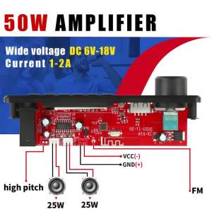 kebidumei | KEBIDUMEI 50W DIY Bluetooth Bộ Khuếch Đại Bộ Giải Mã Có Đài FM TF USB Micro 6-18V Cho Âm Thanh Xe Ô Tô Máy Nghe Nhạc Loa