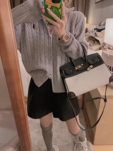 Gray Woolen Suit Shorts 2024 Fall and Winter New Arrival High Waist Casual Pants Slim Looking All-Matching Loose Pants