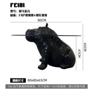 Designer Stylish Creative Trending Animal Hippo Tea Table Italian Normcore Living Room Home Small Coffee Table Tempered Glass