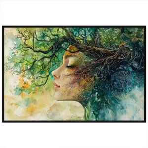 Tranh trừu tượng chân dung màu nước. Tranh treo tường dán tường canvas trang trí. CGI-1870