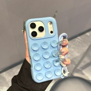 TAOYUNXI | Candy Color Suction Cup Phone Case For iPhone 17 15 16 14 13 11 12 Pro Max Air XR Bracelet Lanyard Silicone Holder Soft Cover