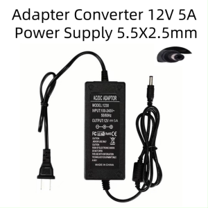 12V 5A Adapter หัวDC 5.5 x 2.5MM เก็บเงินปลายทาง มีรับประกัน-สีดำ