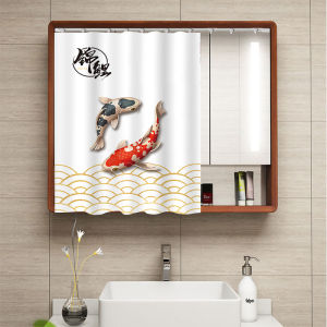 Vách Ngăn Phòng Tắm Kiểu Trung Quốc Chống Thấm Nước Rèm Che Kệ Trang Điểm Chống Bụi Không Cần Đục Lỗ Rèm Cửa Vải Phong Cách Trung Hoa