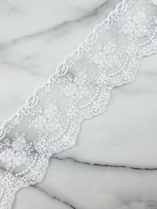 (1 Yard/roll) Width 8cm Soft Cotton Thread Embroidered Lace Dress Design Paired with Handmade Diy