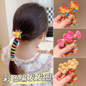 Colorful Rainbow Telephone Wire Hair Rope Shimmering Telephone Wire Line Hair Loop Creative Cute Rubber Band Hair Accessories