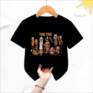 Atasan Baju Kaos Terbaru Untuk Anak Laki & Perempuan Motif Tung Tung Viral Usia 1-12 Tahun