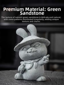SHUANGYU | High-end Creative Quartzite Figurine Battle Rabbit Aquarium Decor