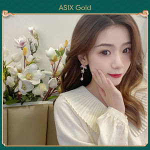 ASIX GOLD S925 Silver Needle Asymmetrical Cute Girl Pink Oil Drripping Bunny Earrings Korea fashion niche personality stud earrings Wonderful gift